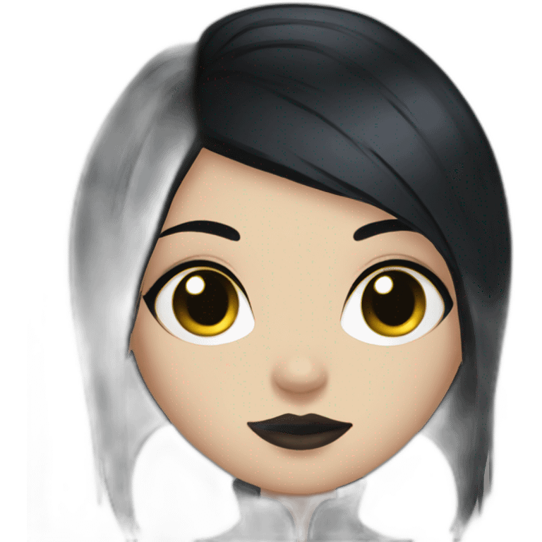 goth girl with black hair and eyeliner, grunge emoji