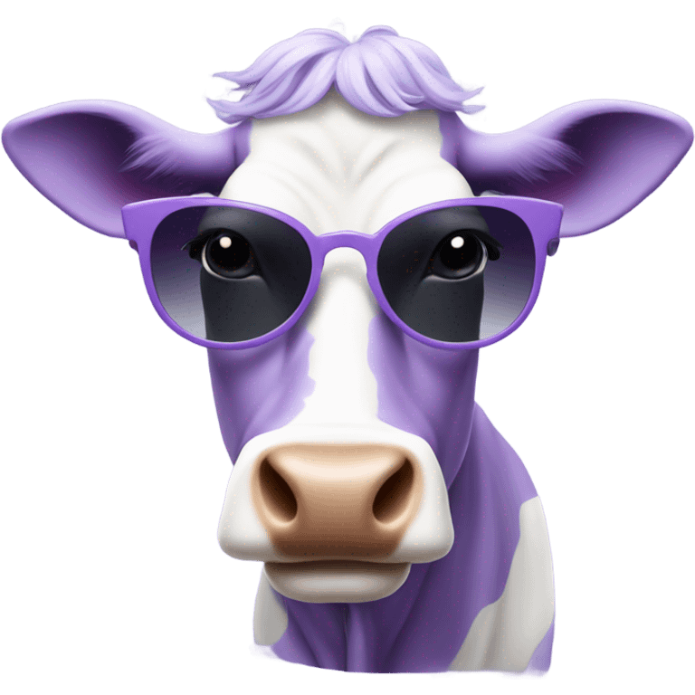 Lavender cow wearing sunglasses and hoop earrings  emoji