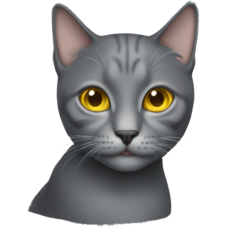 gray cat with yellow eyes  emoji