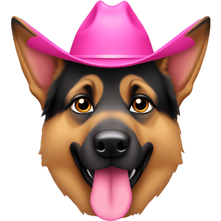 German shepherd dog with pink cowboy hat emoji