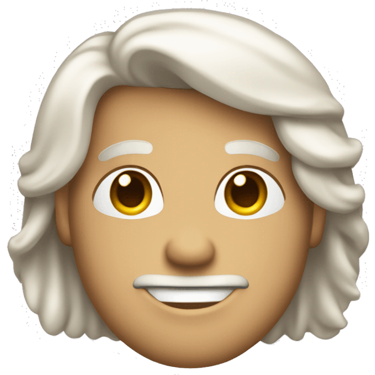 hace a un chico con pelo blanco, de piel color blanca, sonriendo con un traje puesto emoji