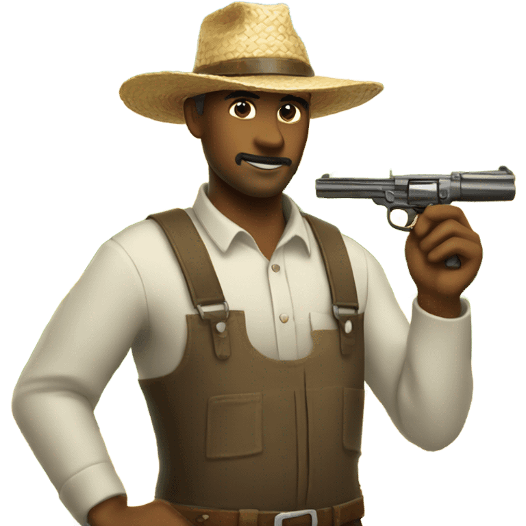 Farmer with a gun and straw hat emoji