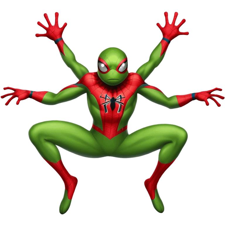 A frog in a spider-man costume emoji