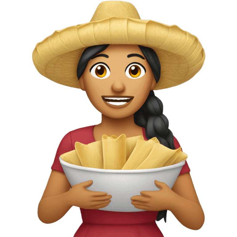 Mexican woman eating tamales  emoji