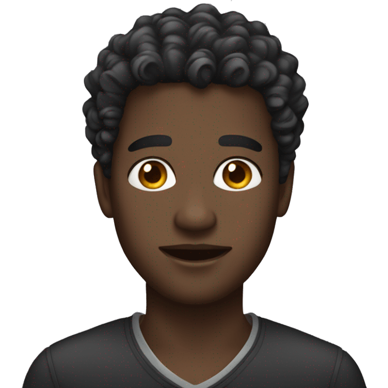 dark skinned male with curly short hair, earrings and necklace emoji