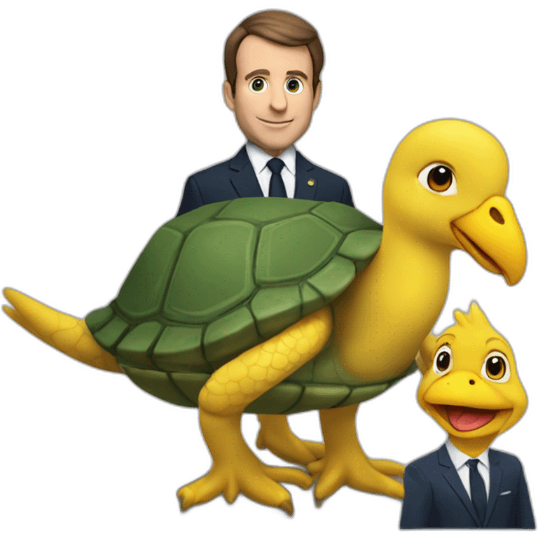 macron avec tortue plus poussin emoji