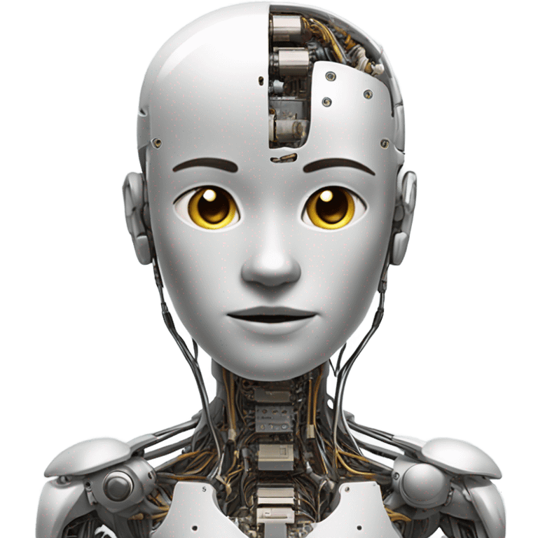 half robot, half human emoji