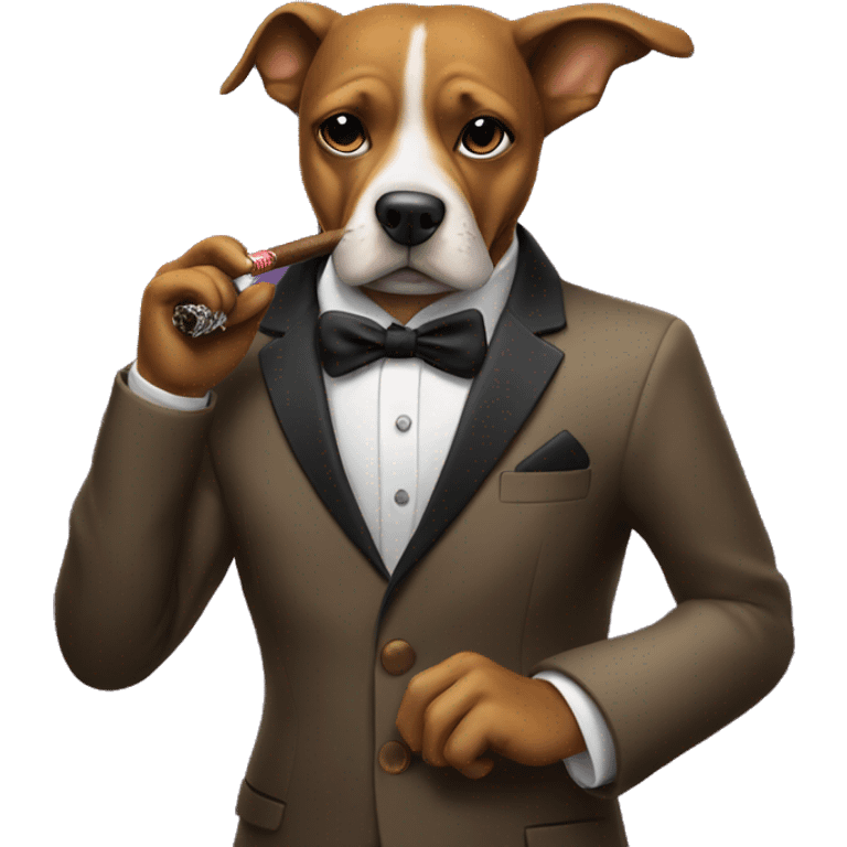 Dog wearing a blazer smoking a cigar at a nightclub emoji