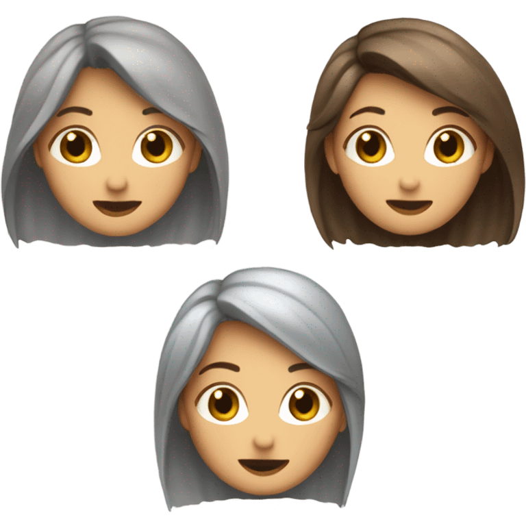 Dancing girls 1 with brown long hair 2 with brown short hair and 1 with short gray hair emoji