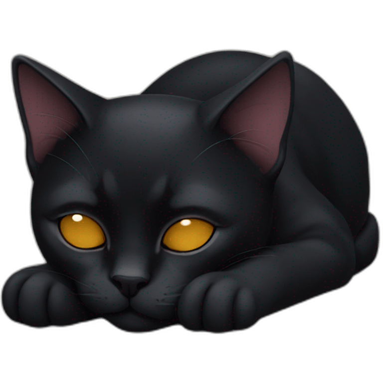 black cat sleeping emoji