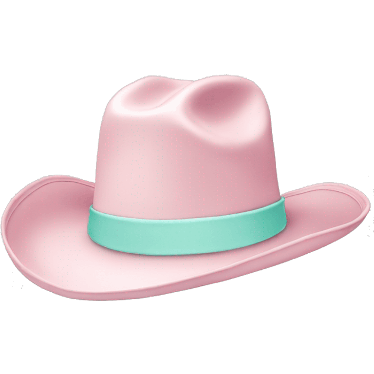 Pastel pink cowboy hat with sea foam coloured band emoji