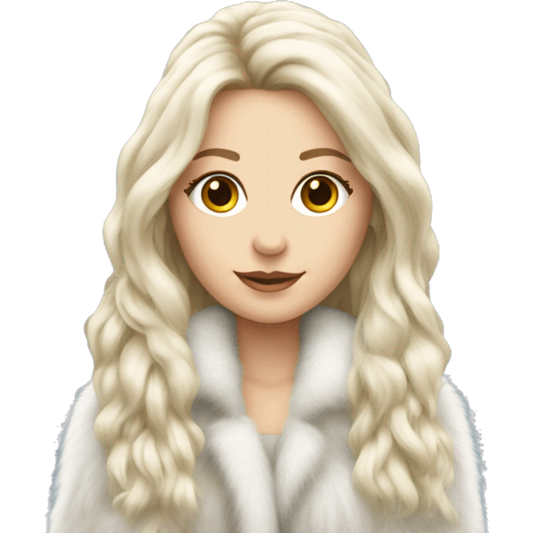 Beautiful white girl long hair fur-coat emoji