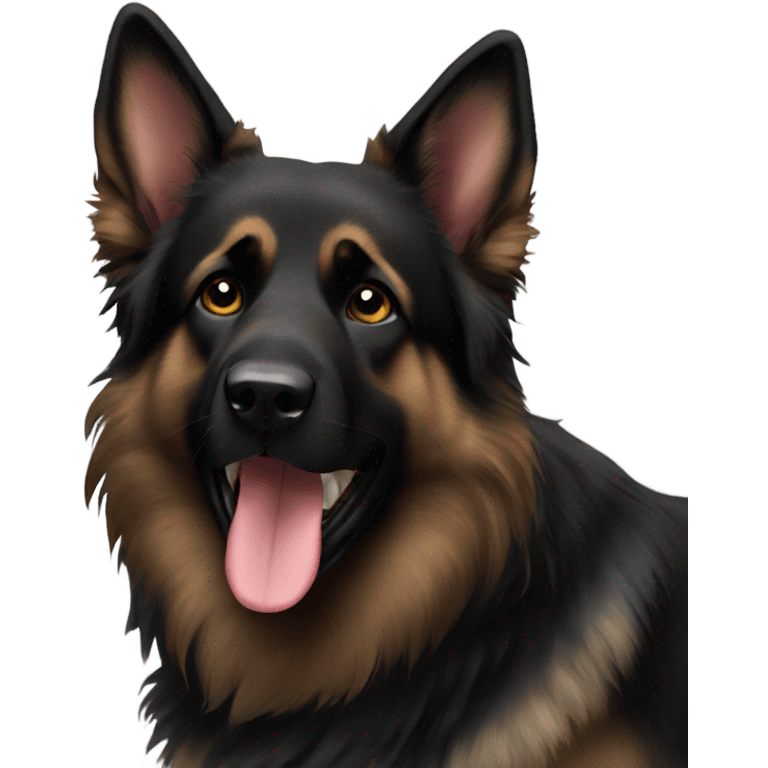 Mostly black long hair German shepard emoji