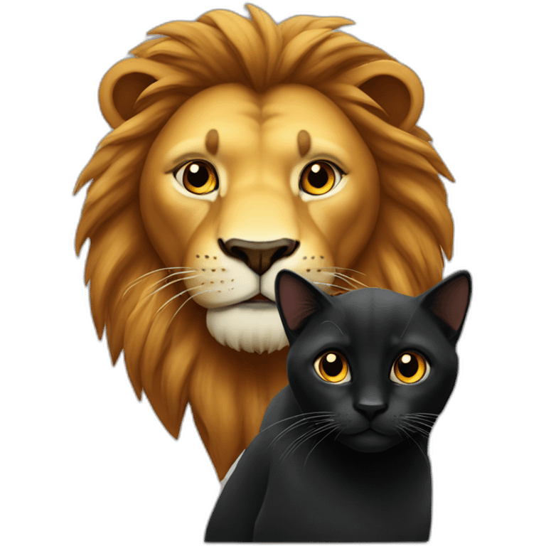 Lion with black cat emoji