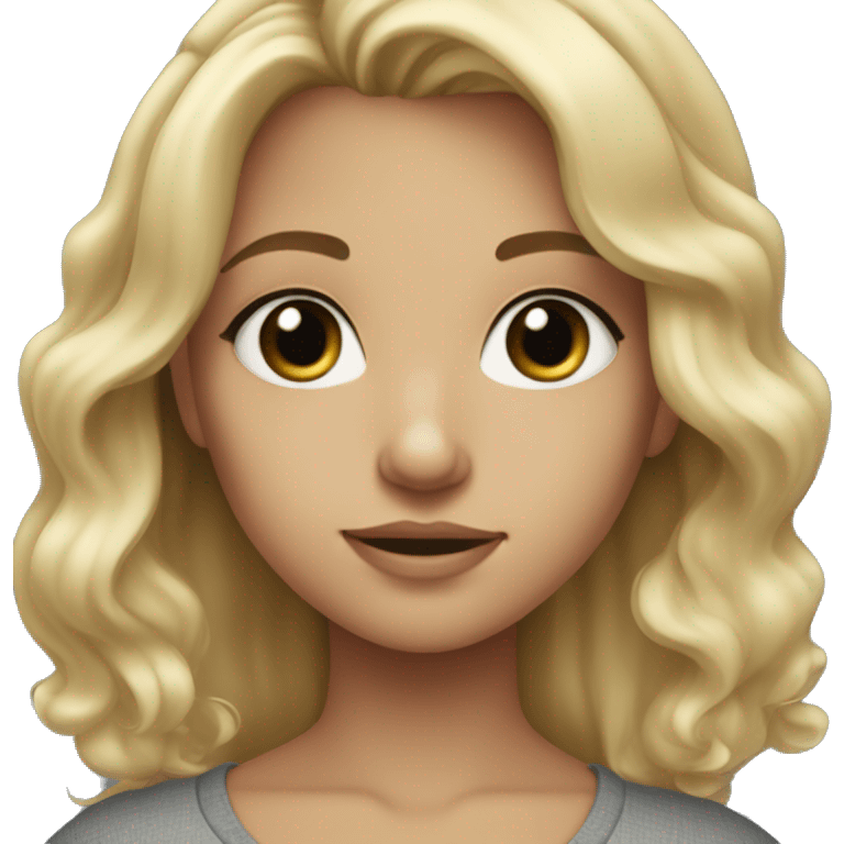 Girl with blonde slight wavy hair and gray blueish eyes  emoji