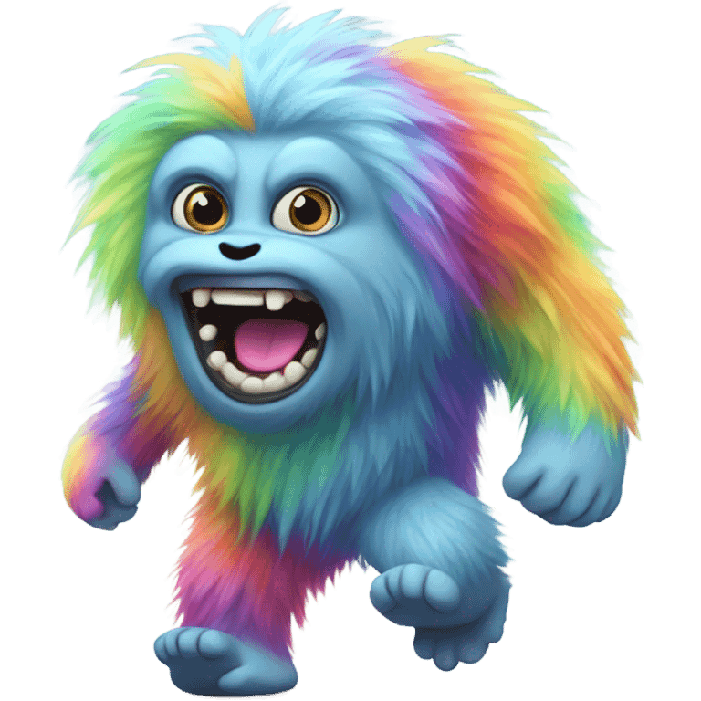 fat rainbow yeti running  emoji