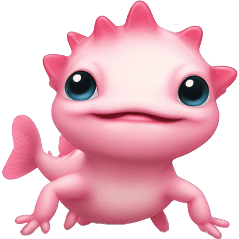 Cute little baby Axolotl with hearts emoji