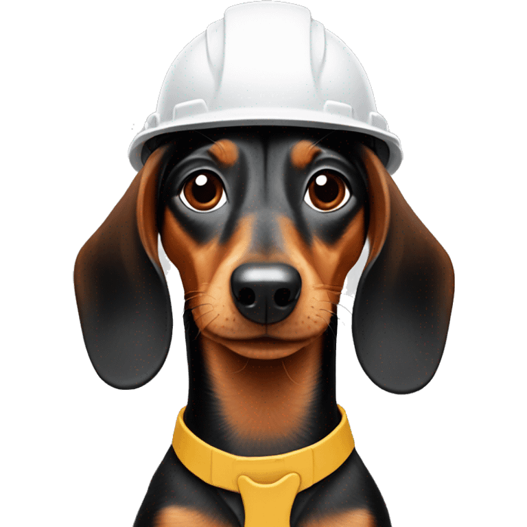 dachshund wearing hard hat emoji