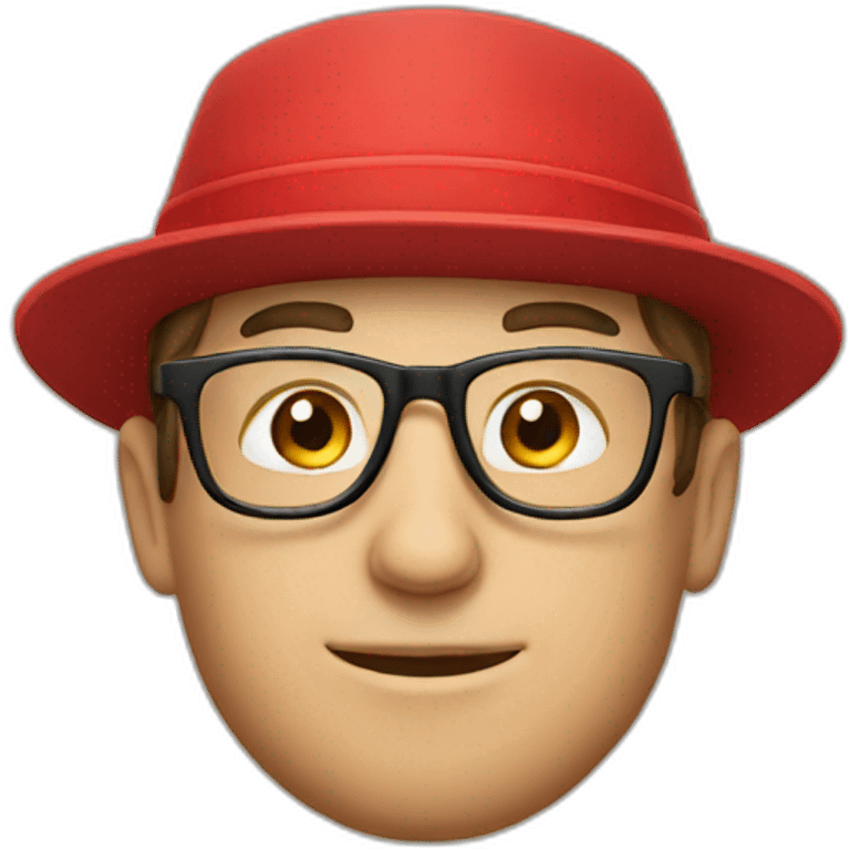 European guy with a hat, a red polo and glasses emoji