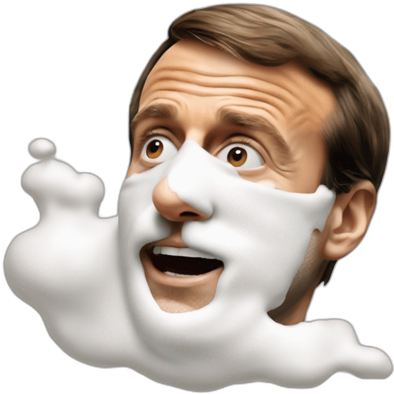 Emmanuel Macron with his nose covered in flour emoji