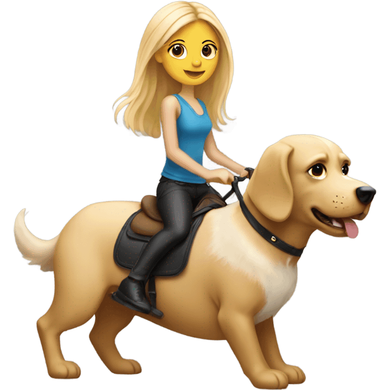 Blonde hair girl riding a dog emoji