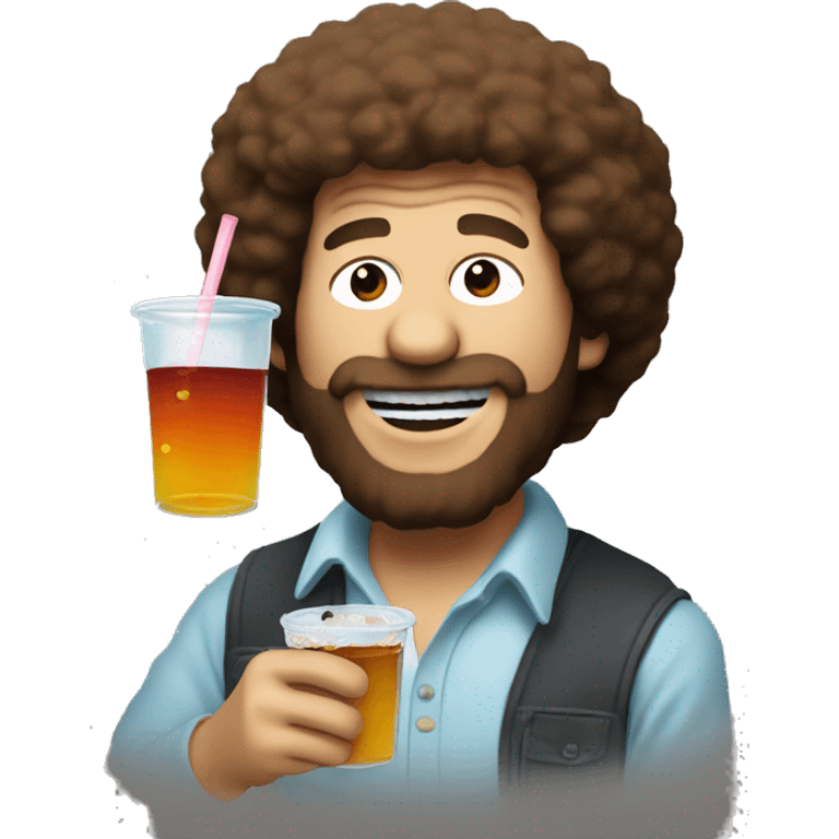 bob ross drinking boba emoji