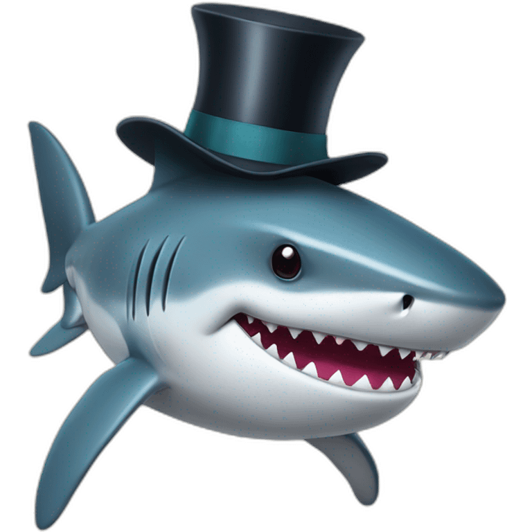 Shark with a top hat emoji