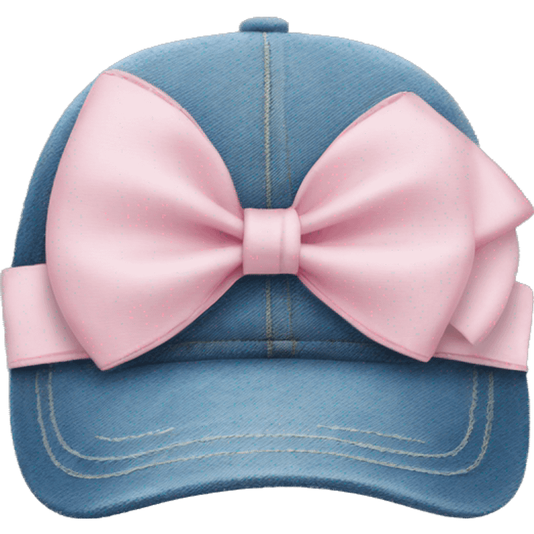 Baseball denim cap with soft pink bow emoji