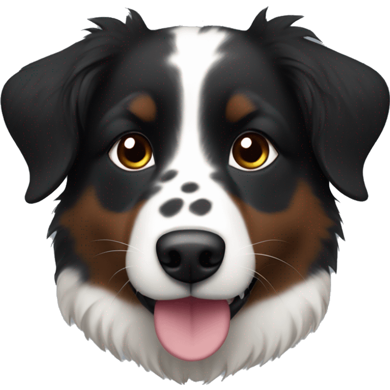 Small black australian shepherd dog with maroon hearts emoji