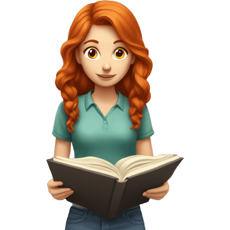 Redhead girl studying  emoji