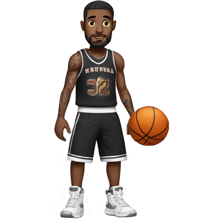 basketball player with chains on his legs and tattoos emoji