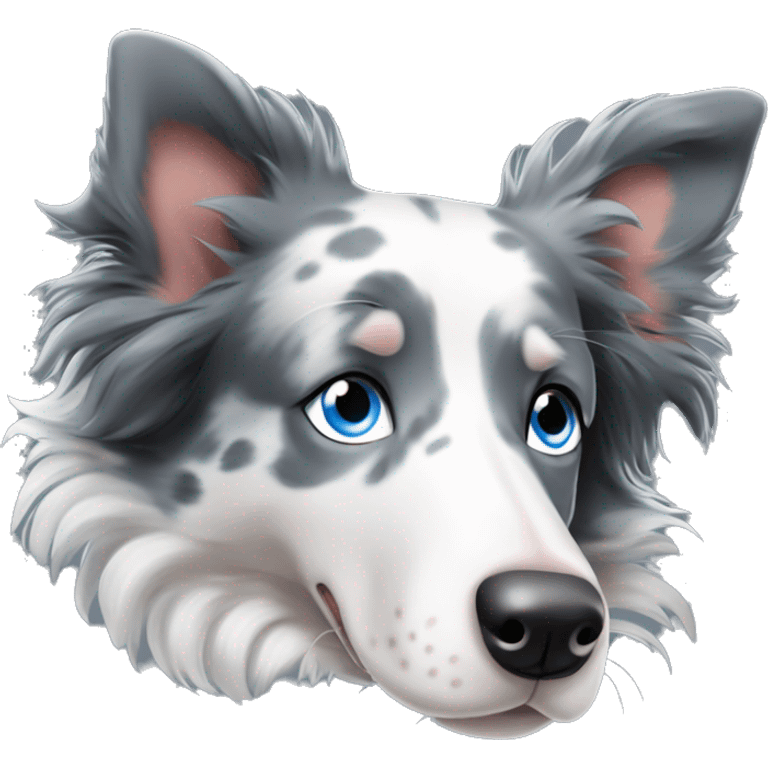 border collie blue merle sleeping with blue eyes emoji