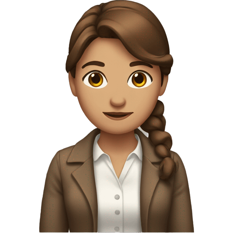 Brown haired woman with a bow emoji