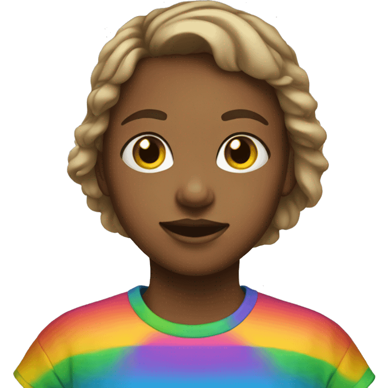 Girl wear a rainbow t-shirt emoji