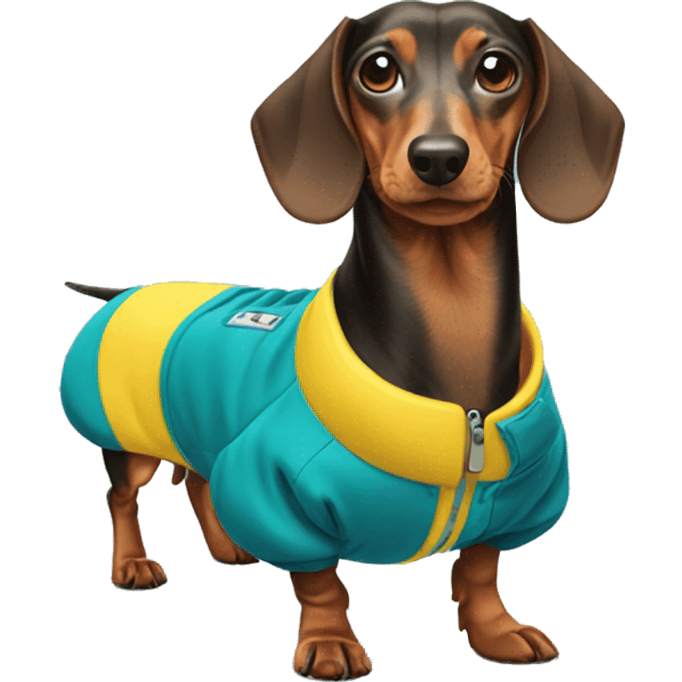 dachshund wearing swim jacket  emoji