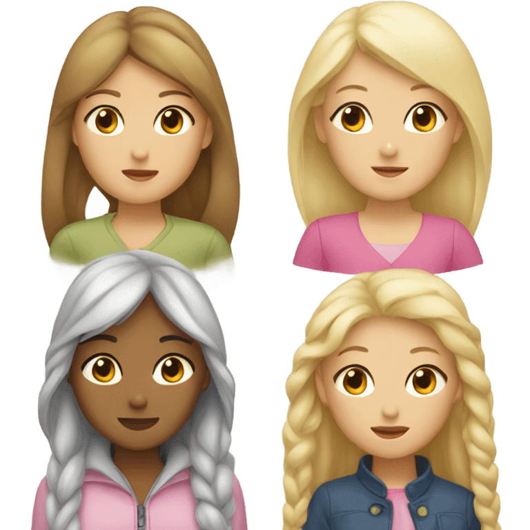 two asian girls and two blonde girls emoji