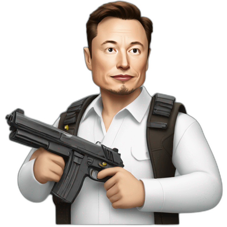 Elon Musk holding a gun emoji