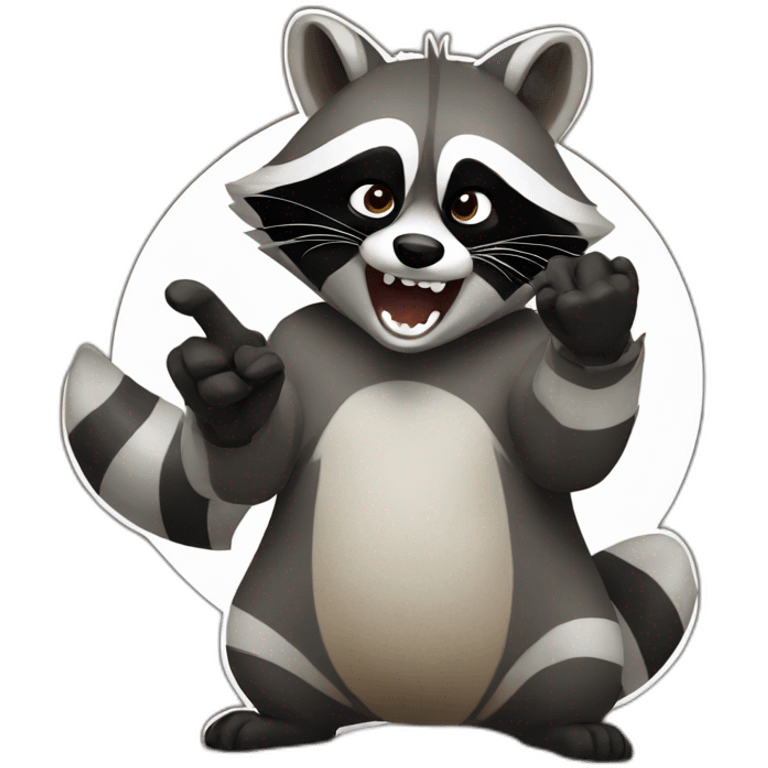 raccoon doing finger guns emoji