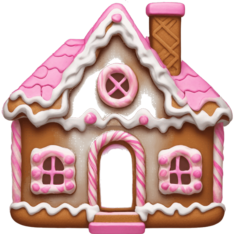 Gingerbread house with pink details emoji