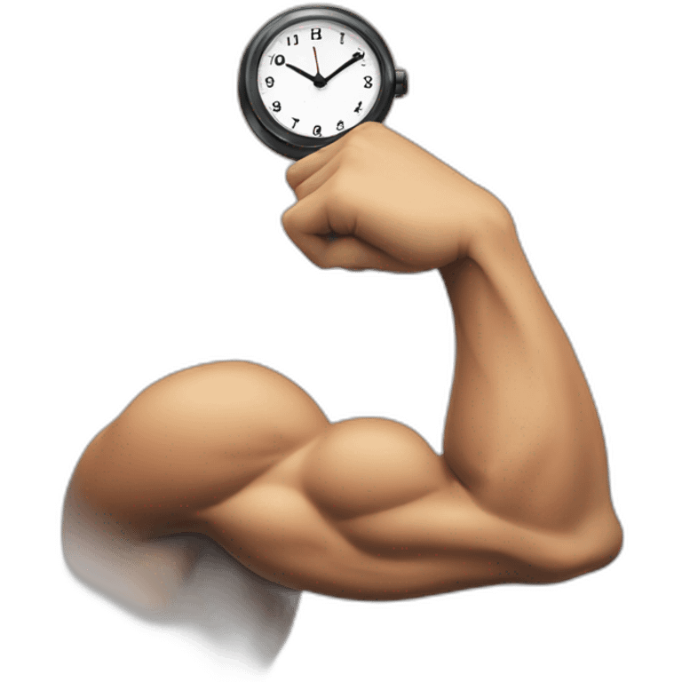 ONE BICEP ARM EMOJI COMBINED WITH CLOCK emoji