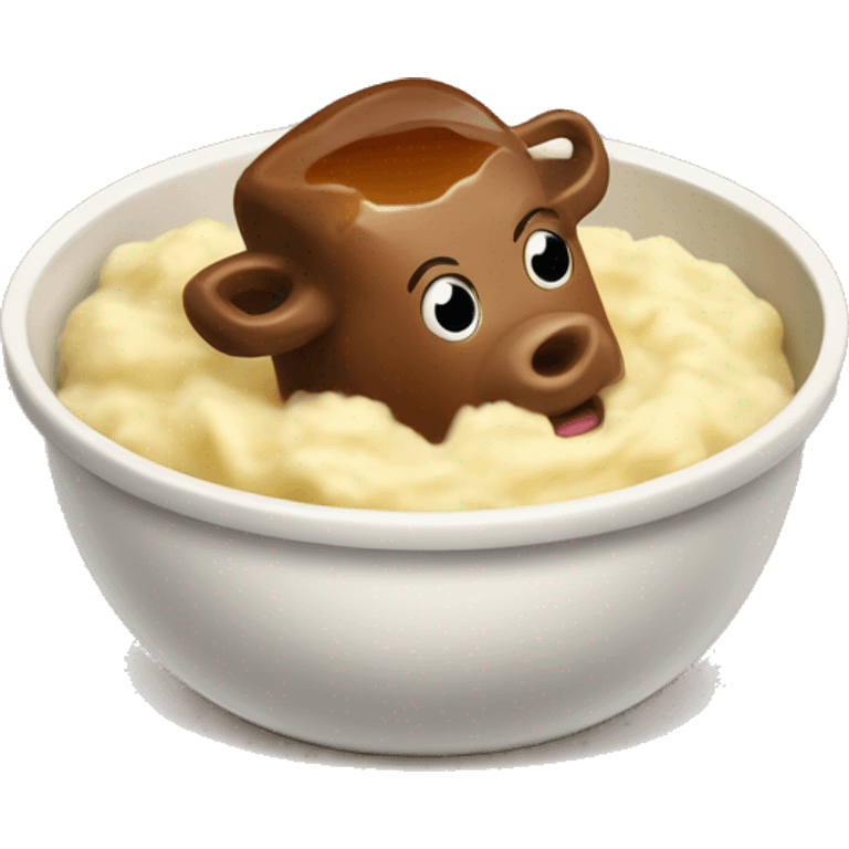 beef and gravy in a bowl of mashed potatoes emoji