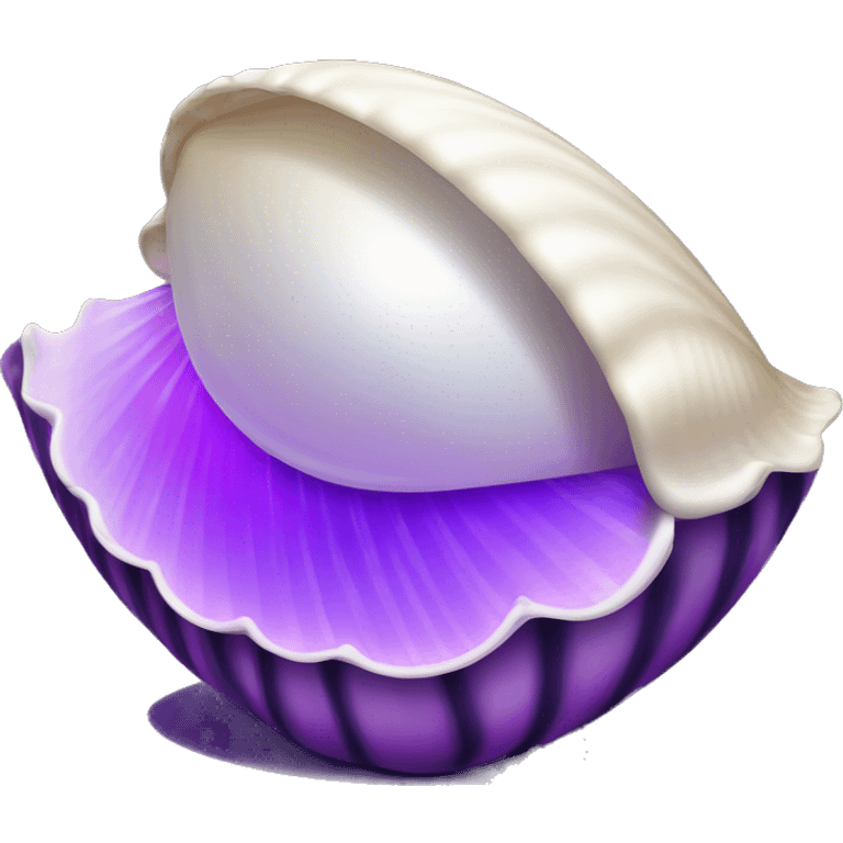 Open Clam shell with purple disco ball as the pearl emoji