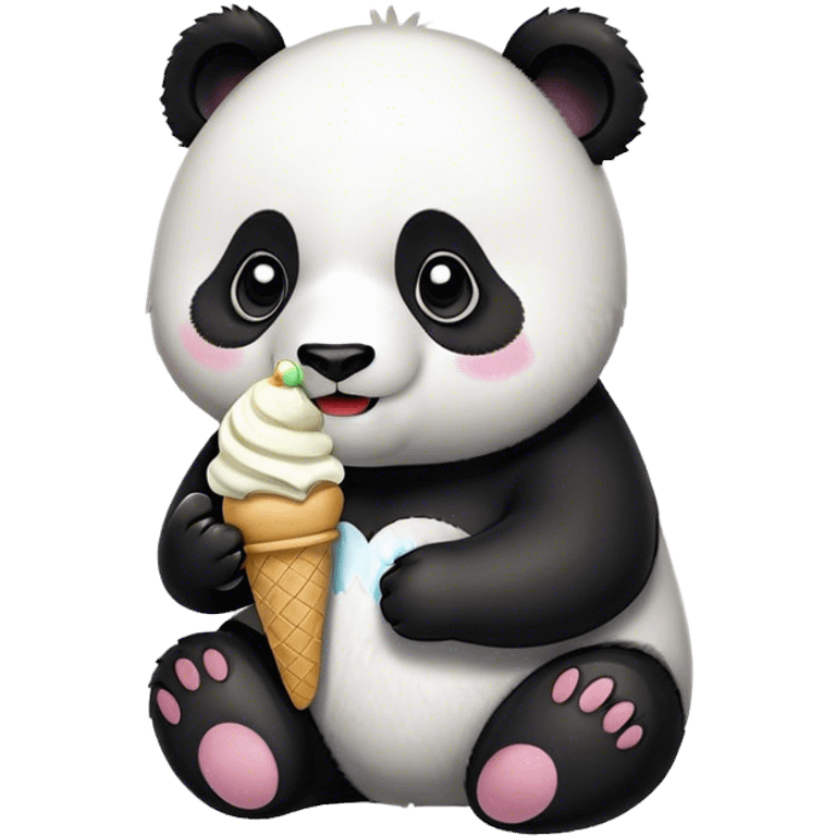 Panda eating ice cream emoji