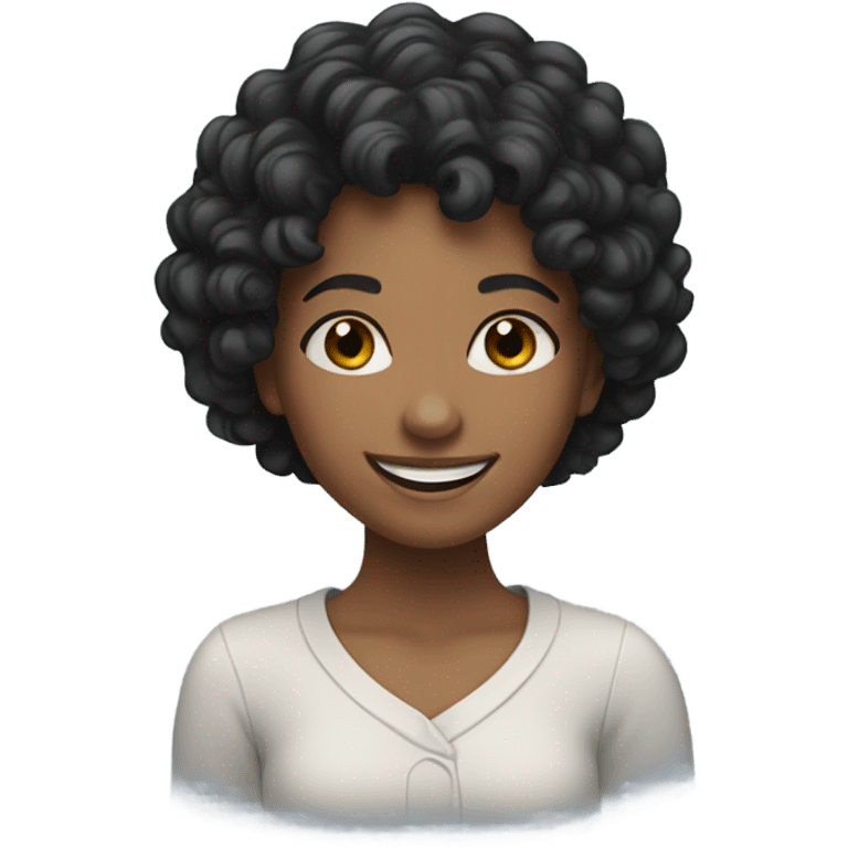 smiling girl with curly black hair emoji