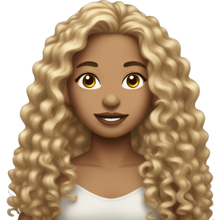 beautiful light skin with long curly hair  emoji