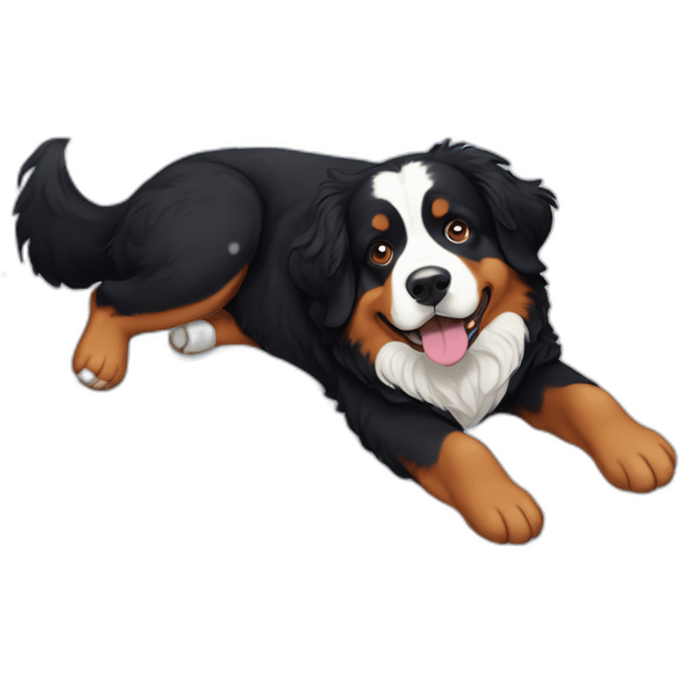 bernese mountain dog lying on his back in the snow emoji