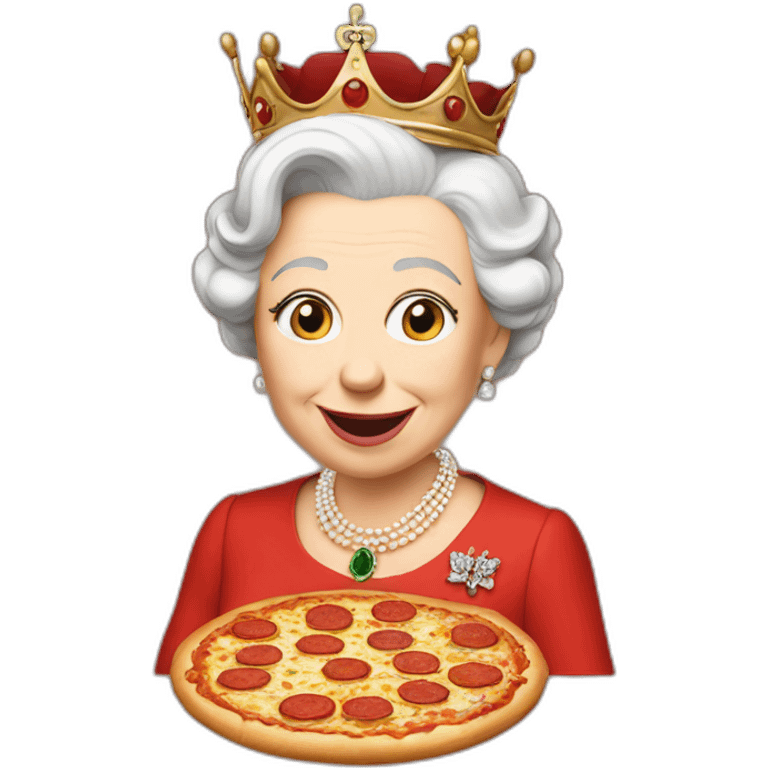 Queen Elizabeth eating pizza emoji