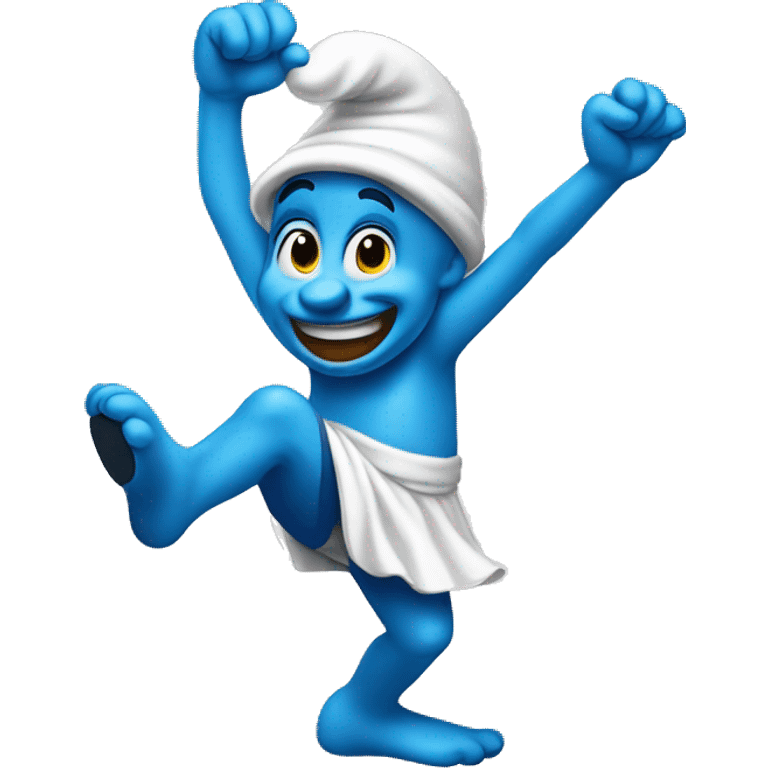 A dancing Smurf  emoji