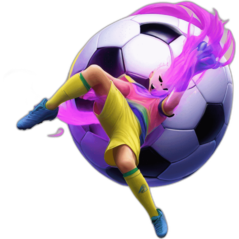 majin bu rainbow kicks a soccer ball emoji