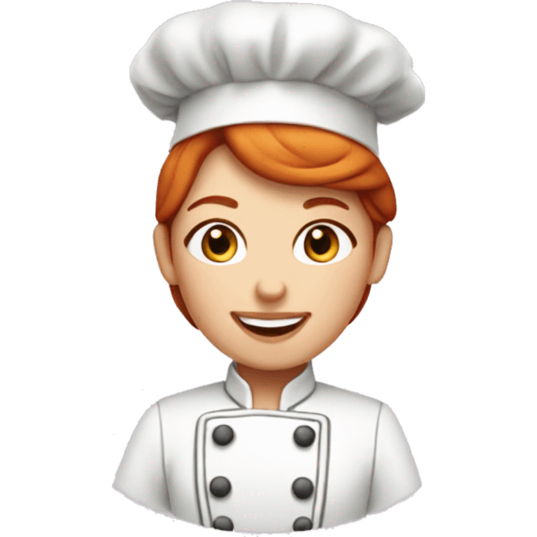 A redhead pastry chef making a cake emoji